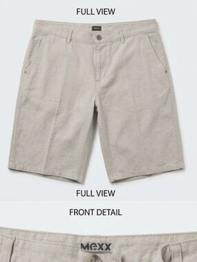Mexx Men's Light Gray Linen-Cotton Blend Chino Shorts EUC Size 40